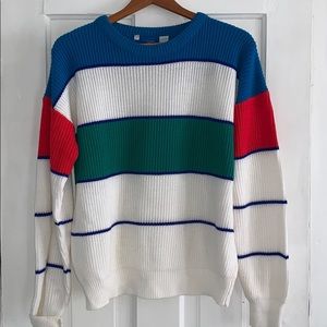 Vintage OP Striped Sweater Blue Green Red Stripes